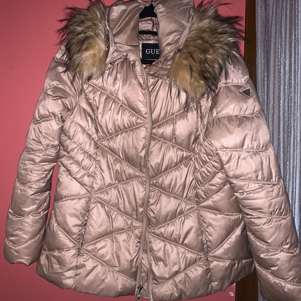 GUESS Rose Gold Puffer Jacket